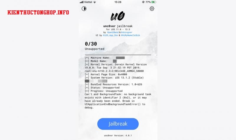 Jailbreak iOS 13 bằng unc0ver