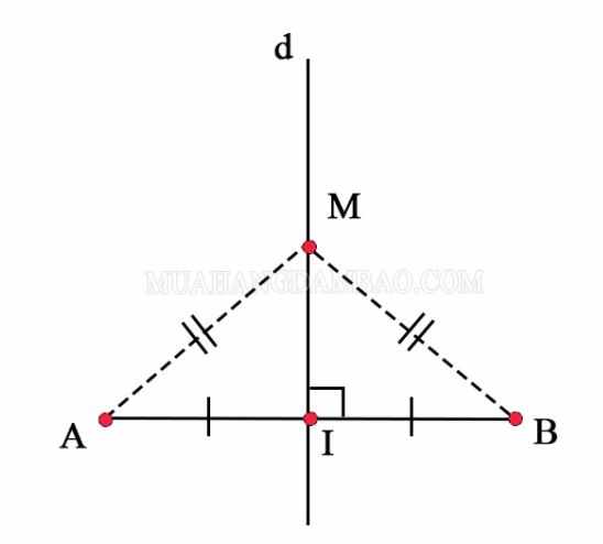D là đường trung trực của đoạn thẳng AB