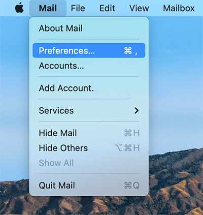 Vào Mail – Preferences
