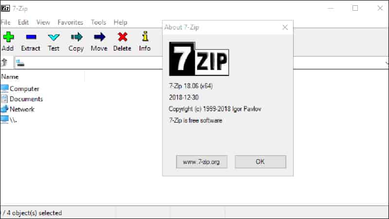 Giải nén file zip bằng phần mềm 7-zip