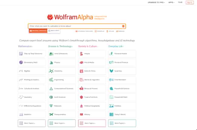 Ảnh chụp màn hình của Search Engine WolframAlpha.com, tháng 8/2021