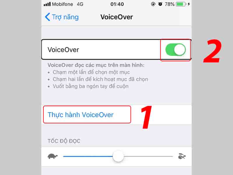 Bật VoiceOver