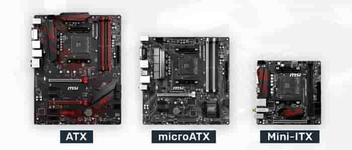 bo mạch chủ thông dụng là ATX, Micro ATX và Mini ITX