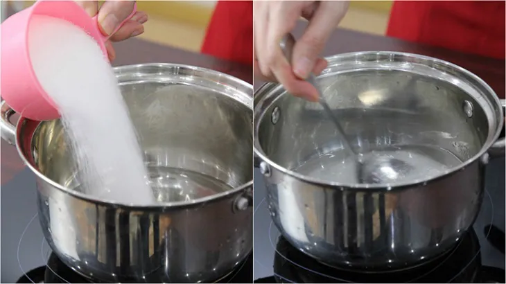 Bước 2 Làm nước đường Chè khúc bạch sử dụng gelatin