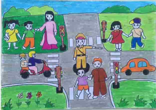 Vẽ tranh an toàn giao thông lớp 7 (ảnh 4)
