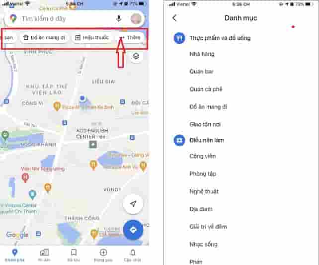 phương pháp tìm địa điểm trạm xăng, cây ATM, bằng bản đồ google maps