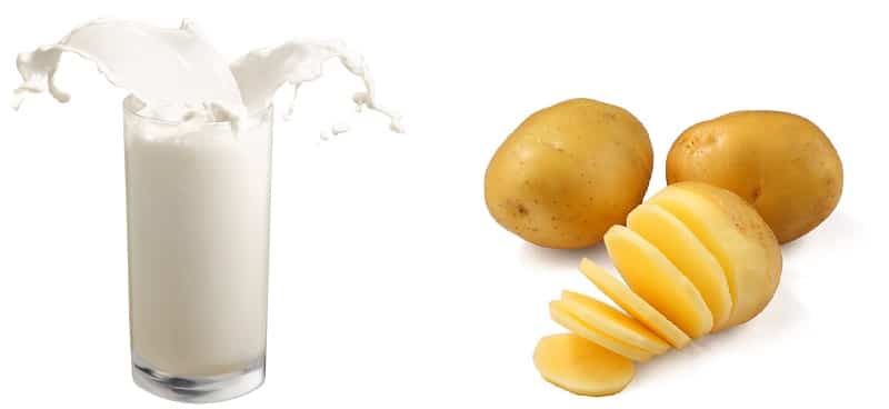 Sữa tươi và khoai tây sở hữu các thành phần giảm thâm, mờ nám, se khít lỗ chân lông và làm sáng khỏe da